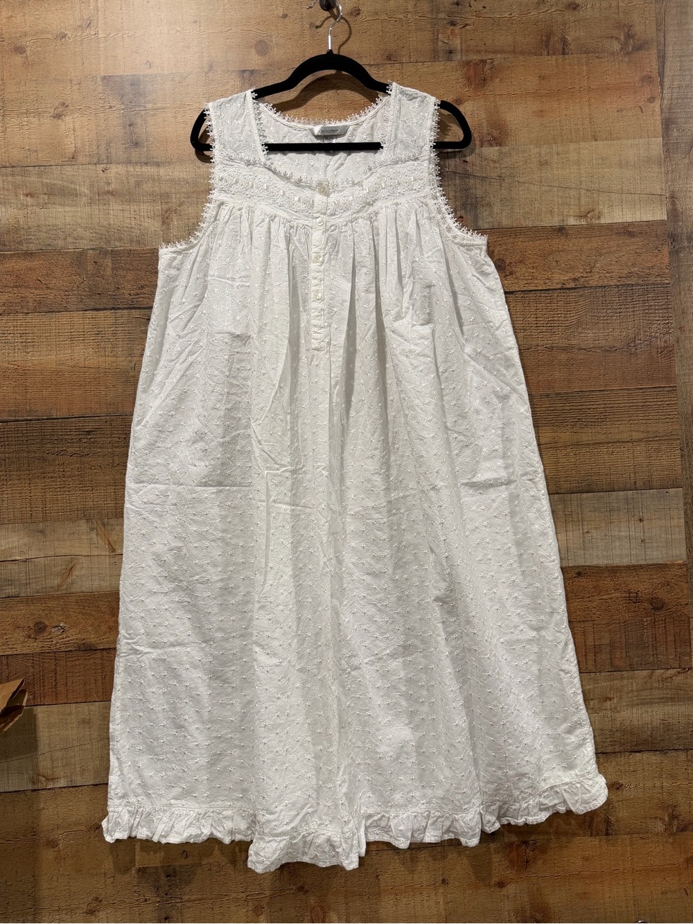 delicates White Cotton Eyelet Nightgown Chemise